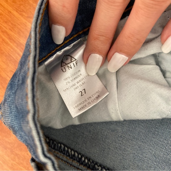 UNIF Push Skinny Jeans Blue High Waisted Distressed Cut Out Knees - Picture 5 of 8